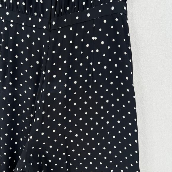 SALONI Juli Off the Shoulder Jumpsuit Womens 10 Black White Silk Polka Dot Wide - Picture 14 of 16